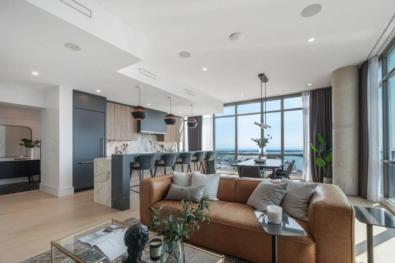 Luxury modern condo renovation with contemporary design, premium finishes, and open floor plan